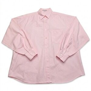 Alain Figaret Paris Mens Pink Oxford Button Down Shirt Size 44 17.5 Long Sleeve